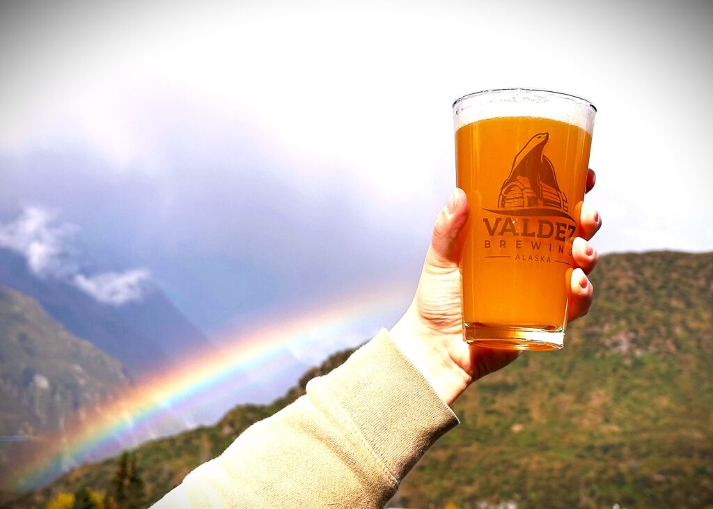 Valdez Brewing under a rainbow